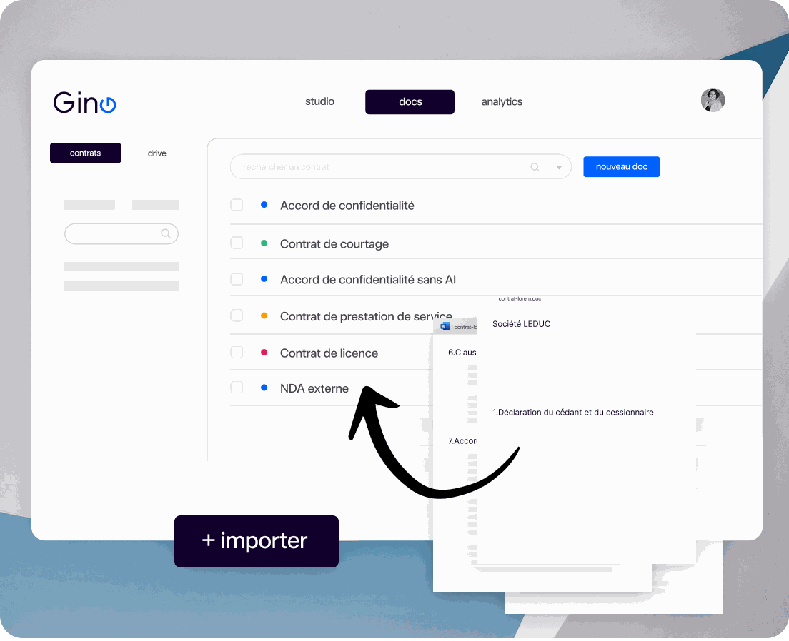 Import en masse des contrats sur Gino LegalTech