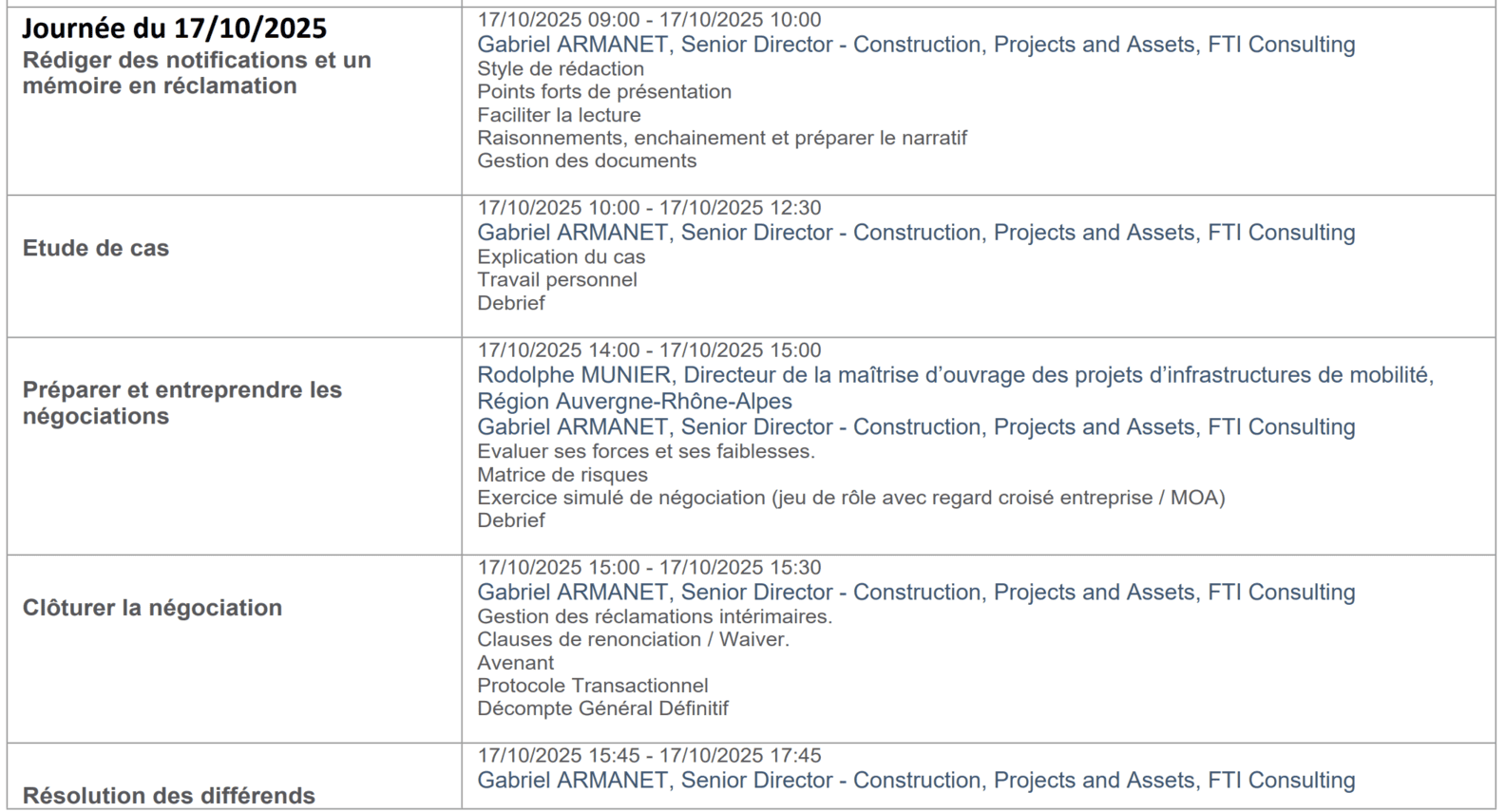 Programme de la deuxieme journee