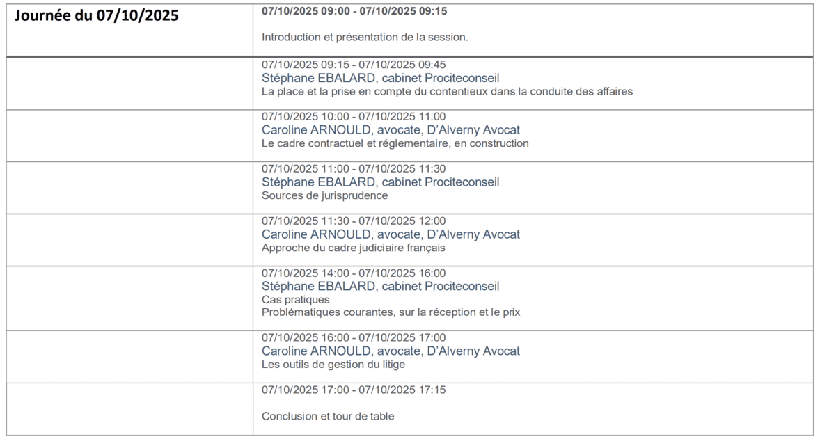 Programme de la journee de formation