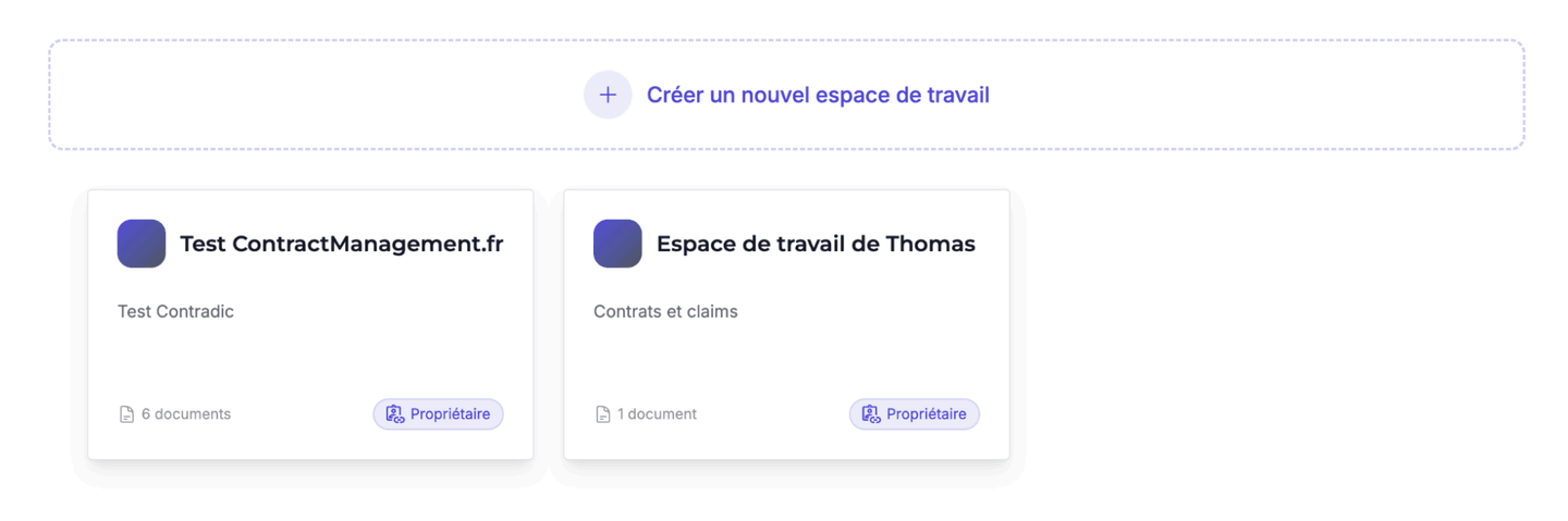 Espace de travail sur Contradic